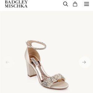 Badgley Mischka Finesse Ankle Strap Satin Crystal Rhinestone Bridal Formal Heel